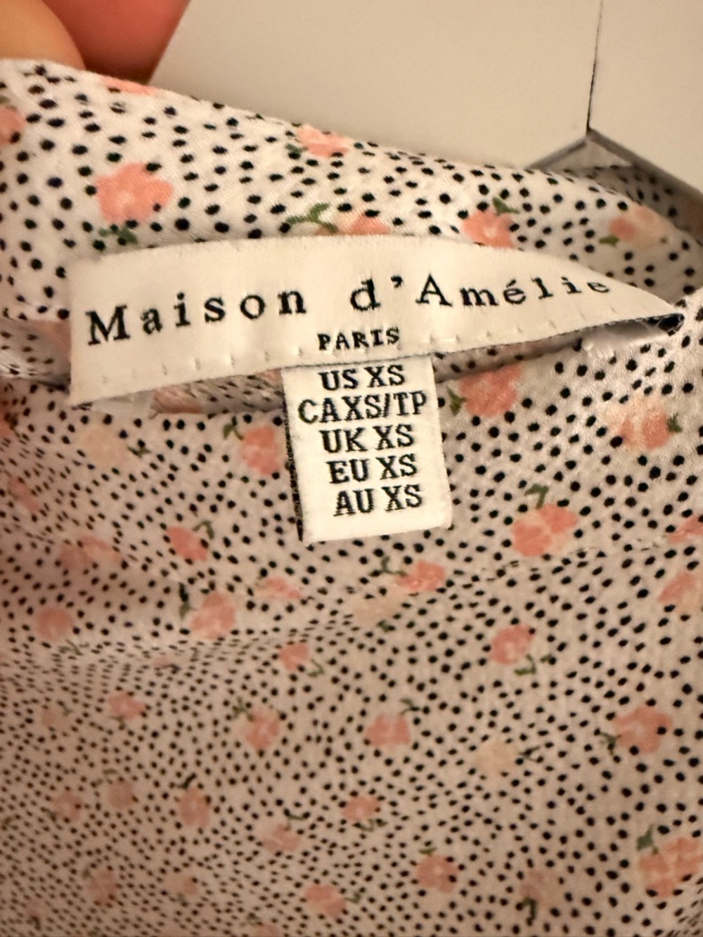 Women's Long Sleeve Floral & Polka Dot Blouse - Picture 3 of 4